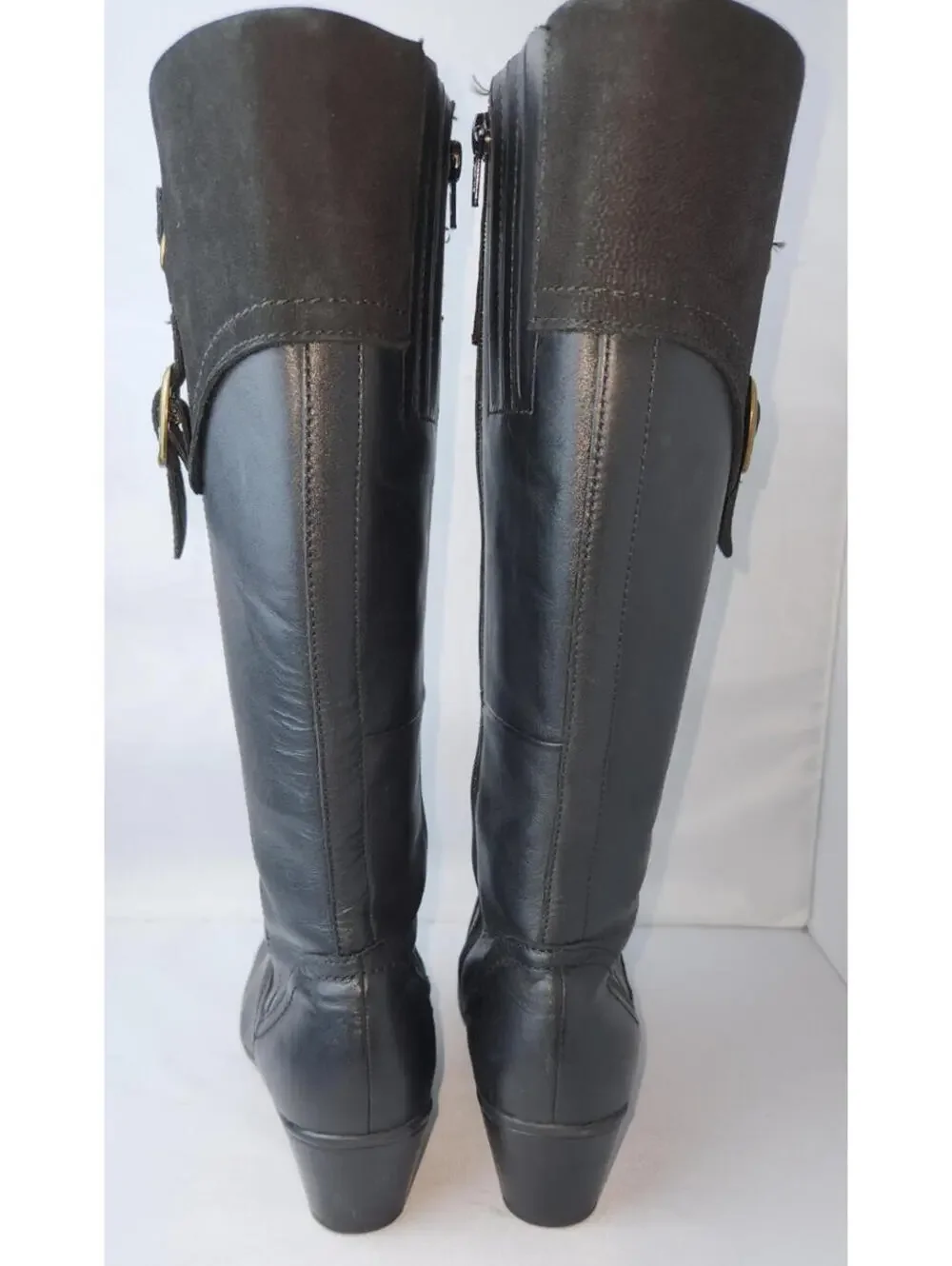Clark's Marilyn Abby Black Leather Suede Knee-High Boots Size 8.5 M